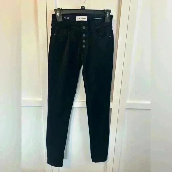 DL 1961 Jeans Velvet Black Emma Power Legging 24 - Picture 1 of 4